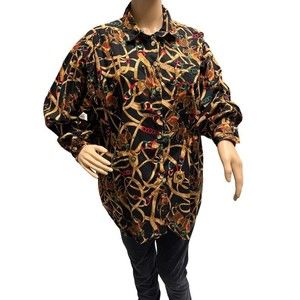 Vintage Tangibles Equestrian Polo Horse Grannycore Button Up Cotton Shirt XL